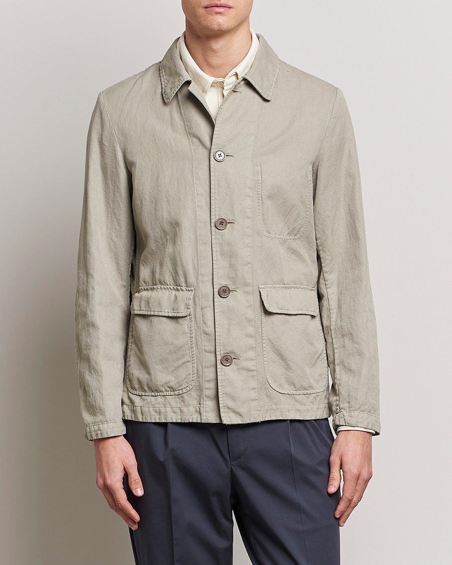Herren | Jacken | Aspesi | Tadao Cotton/Linen Shirt Jacket Khaki