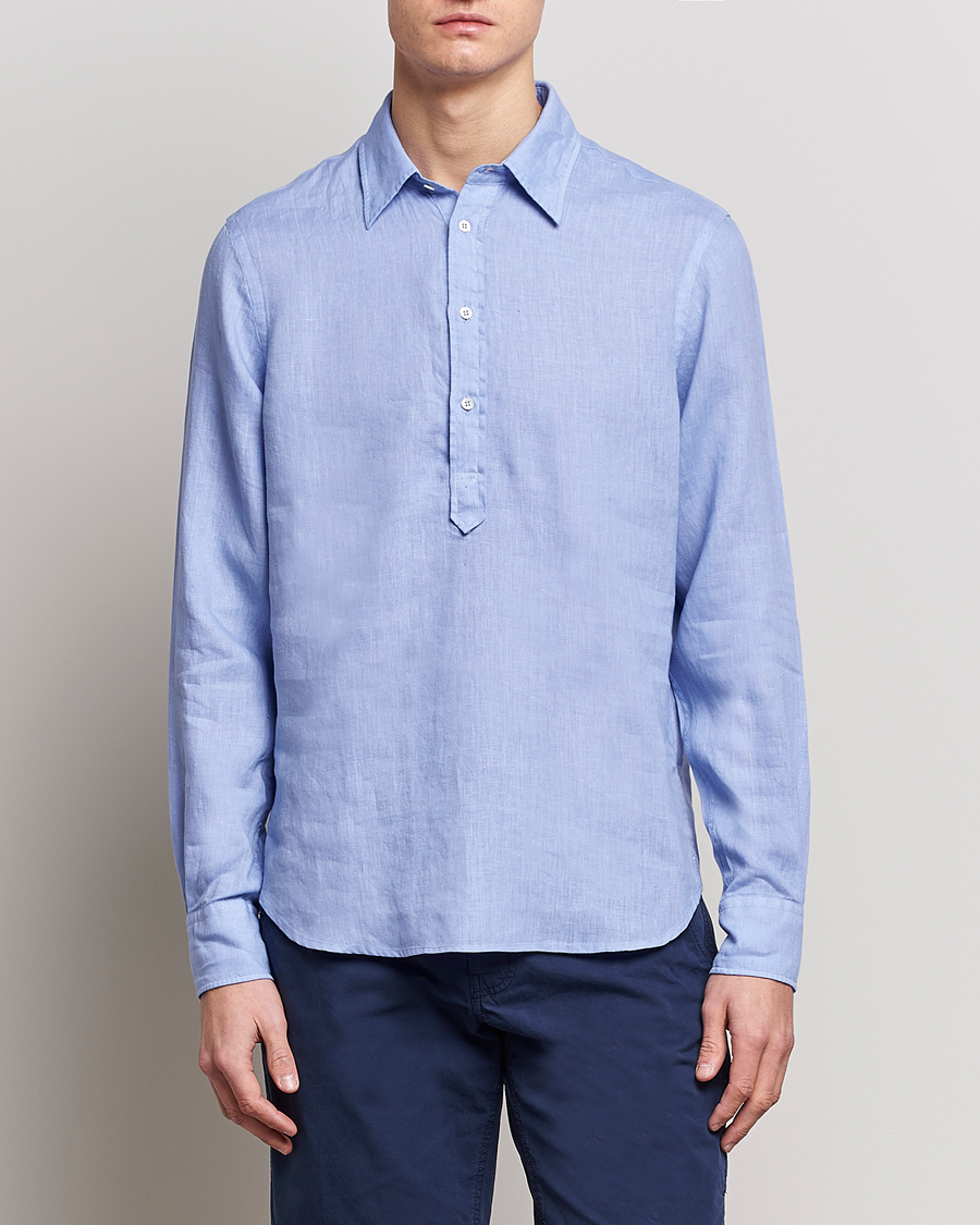 Herren | Leinenhemden | Aspesi | Linen Popover Shirt Light Blue