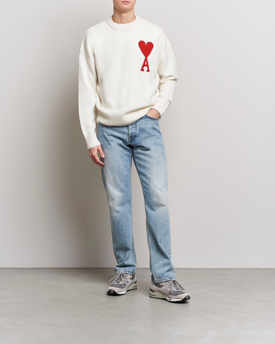 Herren | Pullover | AMI | Big Heart Wool Sweater Off White