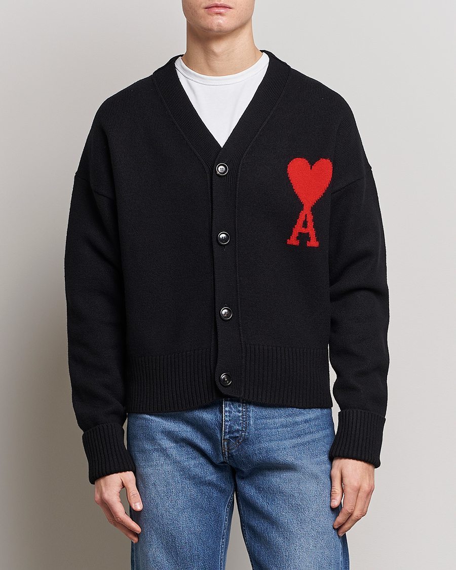 Herren |  | AMI | Big Heart Wool Cardigan Black