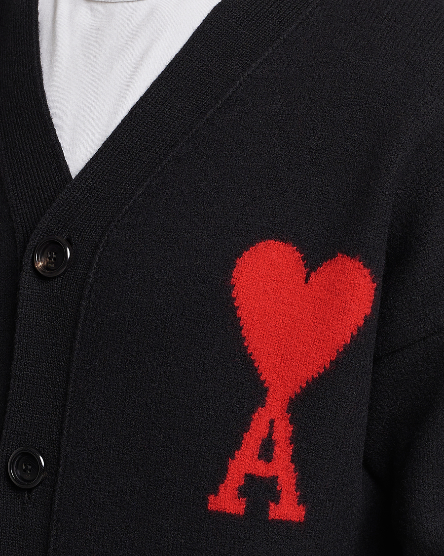 Herren | Pullover | AMI | Big Heart Wool Cardigan Black