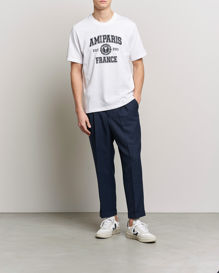 Herren | Hosen | AMI | Wool Carrot Fit Trousers Navy