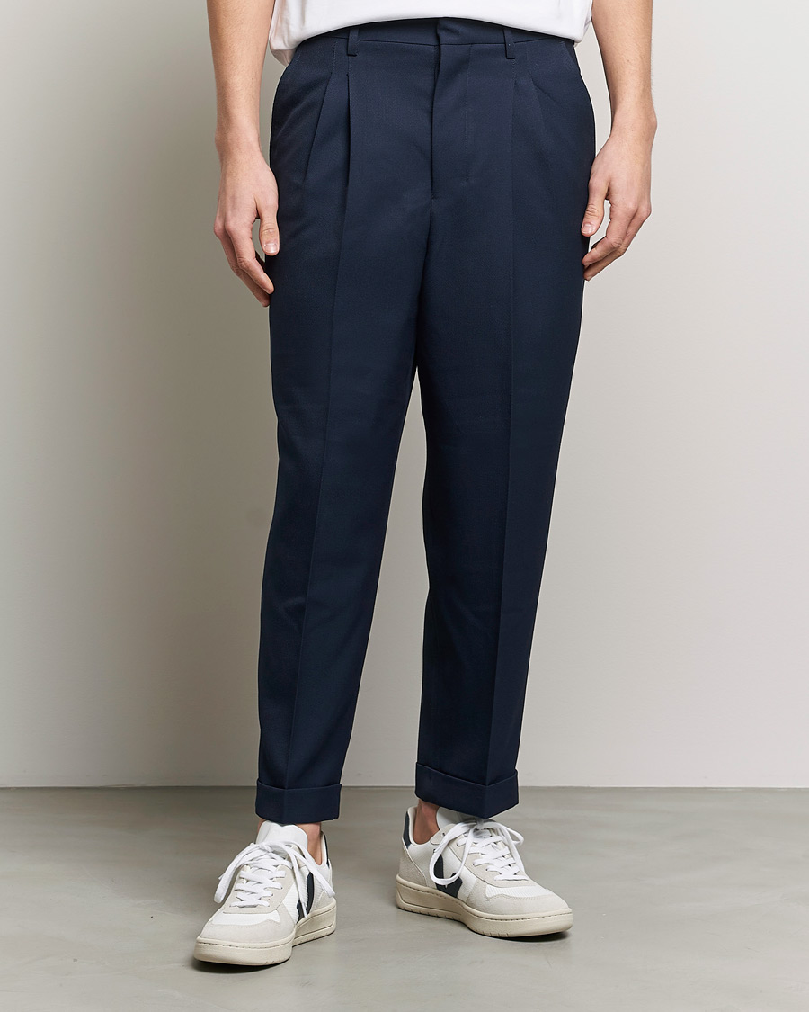 Herren | Hosen | AMI | Wool Carrot Fit Trousers Navy