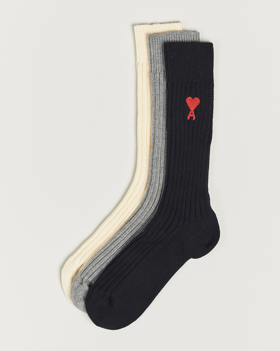 Herren | Unterwäsche | AMI | 3-Pack Heart Socks White/Grey/Black