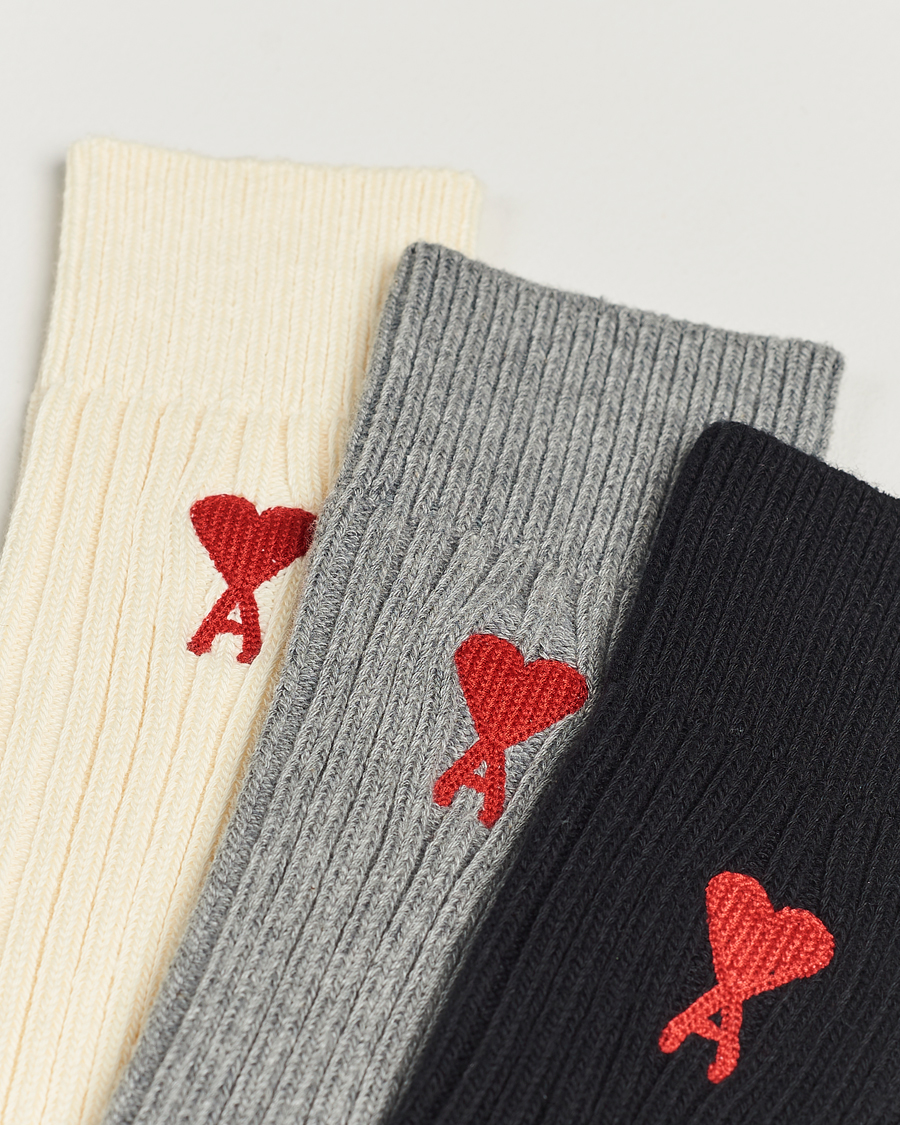 Herren | Unterwäsche | AMI | 3-Pack Heart Socks White/Grey/Black