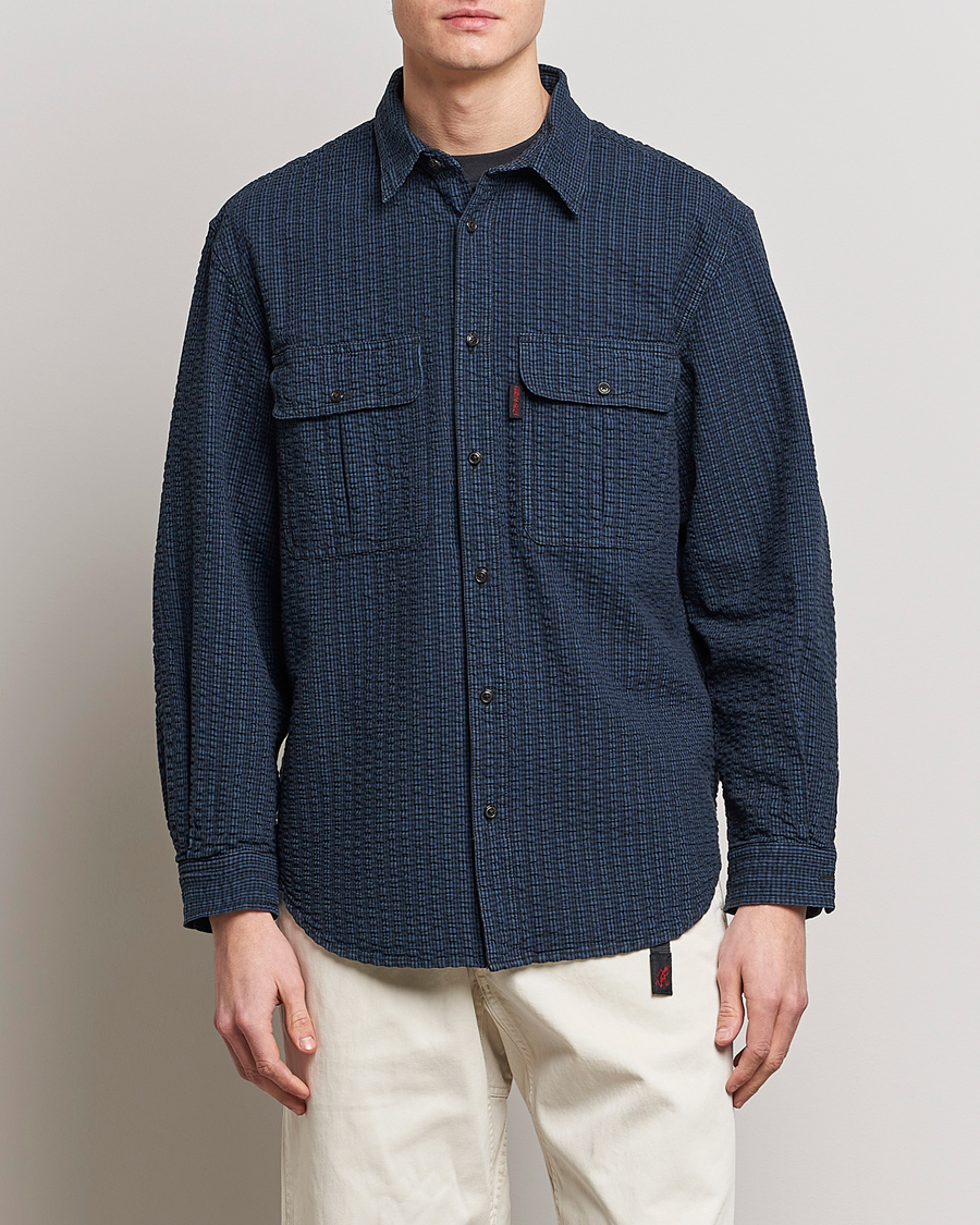 Herren | Overshirts | Gramicci | Garment Dyed Seersucker Canyon Shirt Royal Blue
