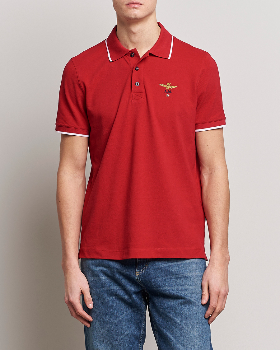 Herren | Kurzarm-Poloshirts | Aeronautica Militare | Garment Dyed Cotton Polo Red