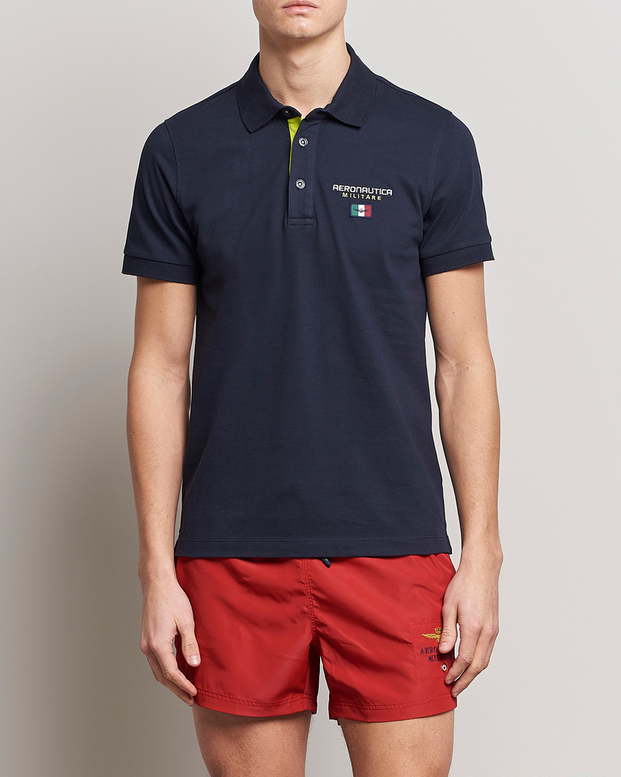 Herren | | Aeronautica Militare | Stretch Cotton Polo Navy Blue