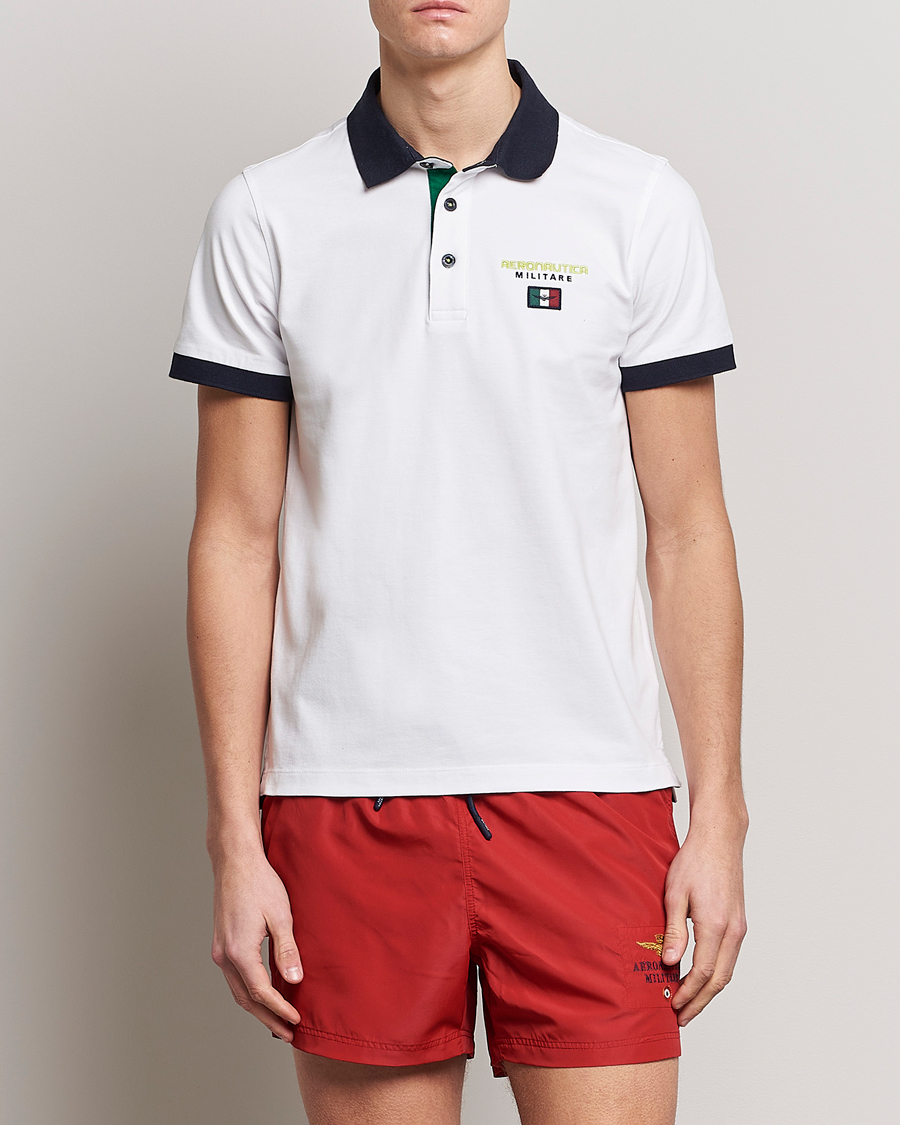 Herren | | Aeronautica Militare | Stretch Cotton Polo Off White