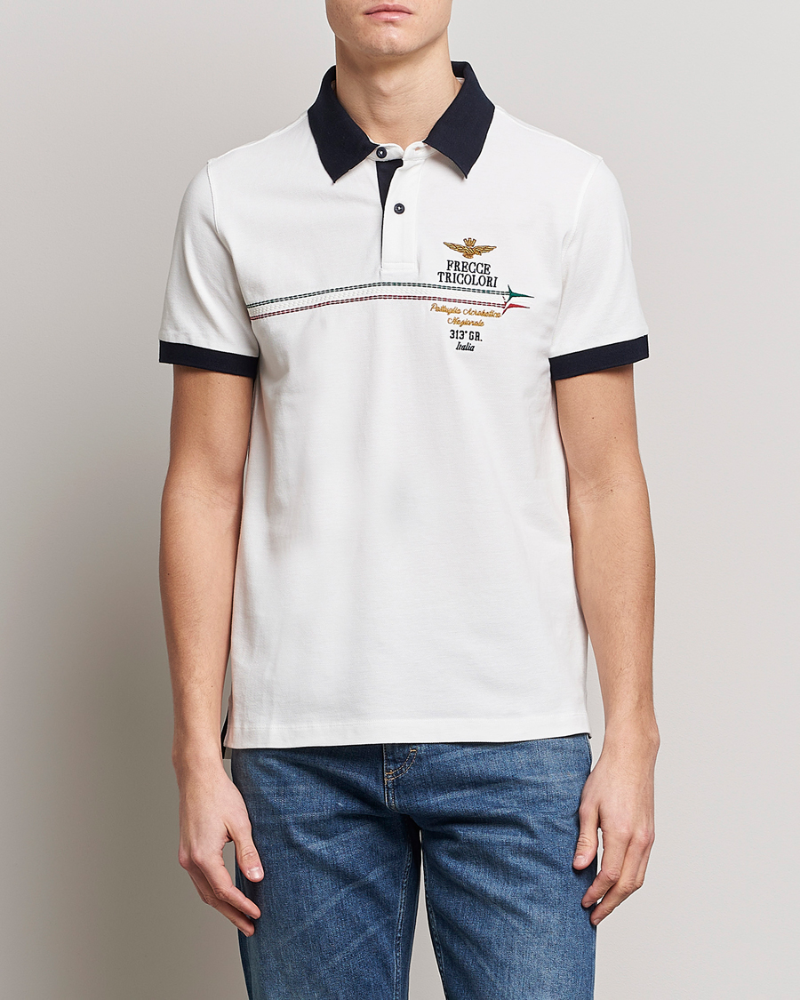 Herren | | Aeronautica Militare | Contrast Collor Polo Off White