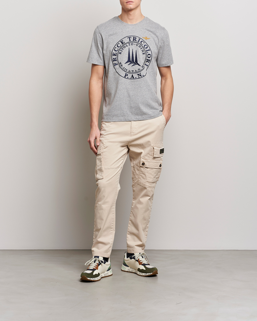 Herren | T-Shirts | Aeronautica Militare | Tricolor T-Shirt Melange Grey