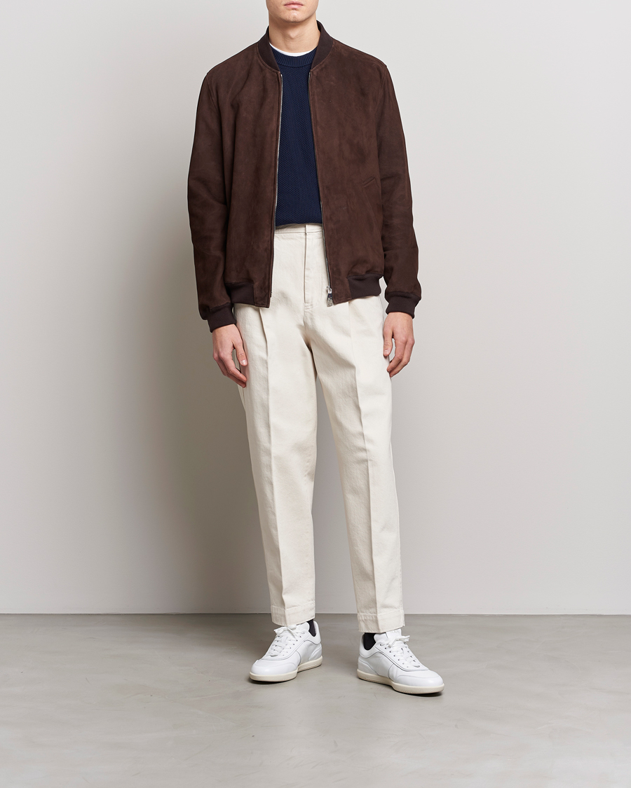 Herren | Jacken | Valstar | Suede Bomber Jacket Dark Brown