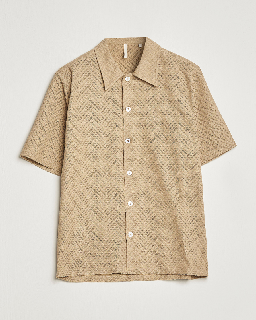 Herren | Hemden | Sunflower | Spacey Herringbone Camp Shirt Khaki