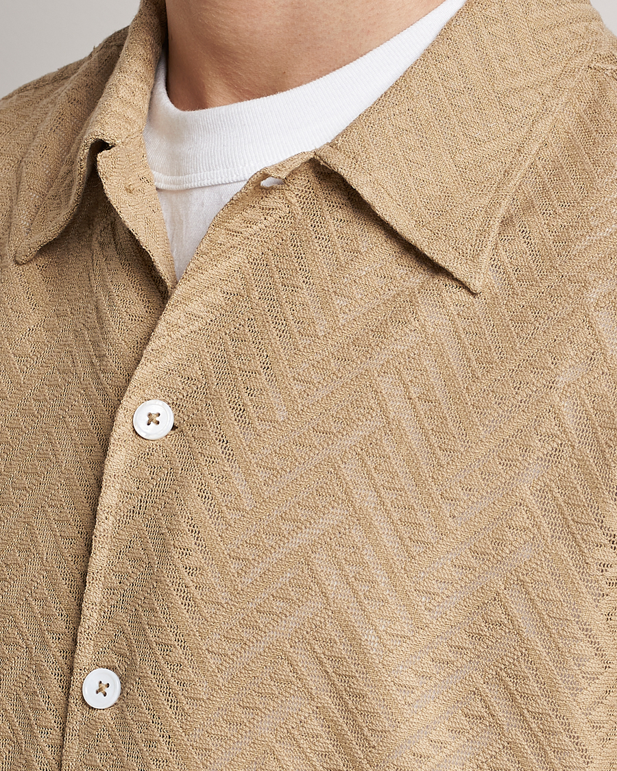 Herren | Hemden | Sunflower | Spacey Herringbone Camp Shirt Khaki