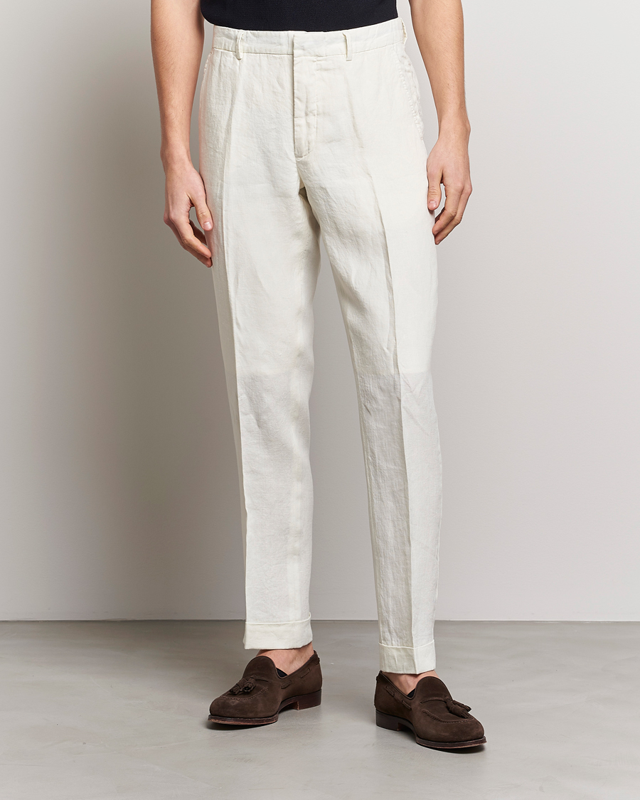 Herren | Hosen | Polo Ralph Lauren | Linen Pleated Trousers Cream