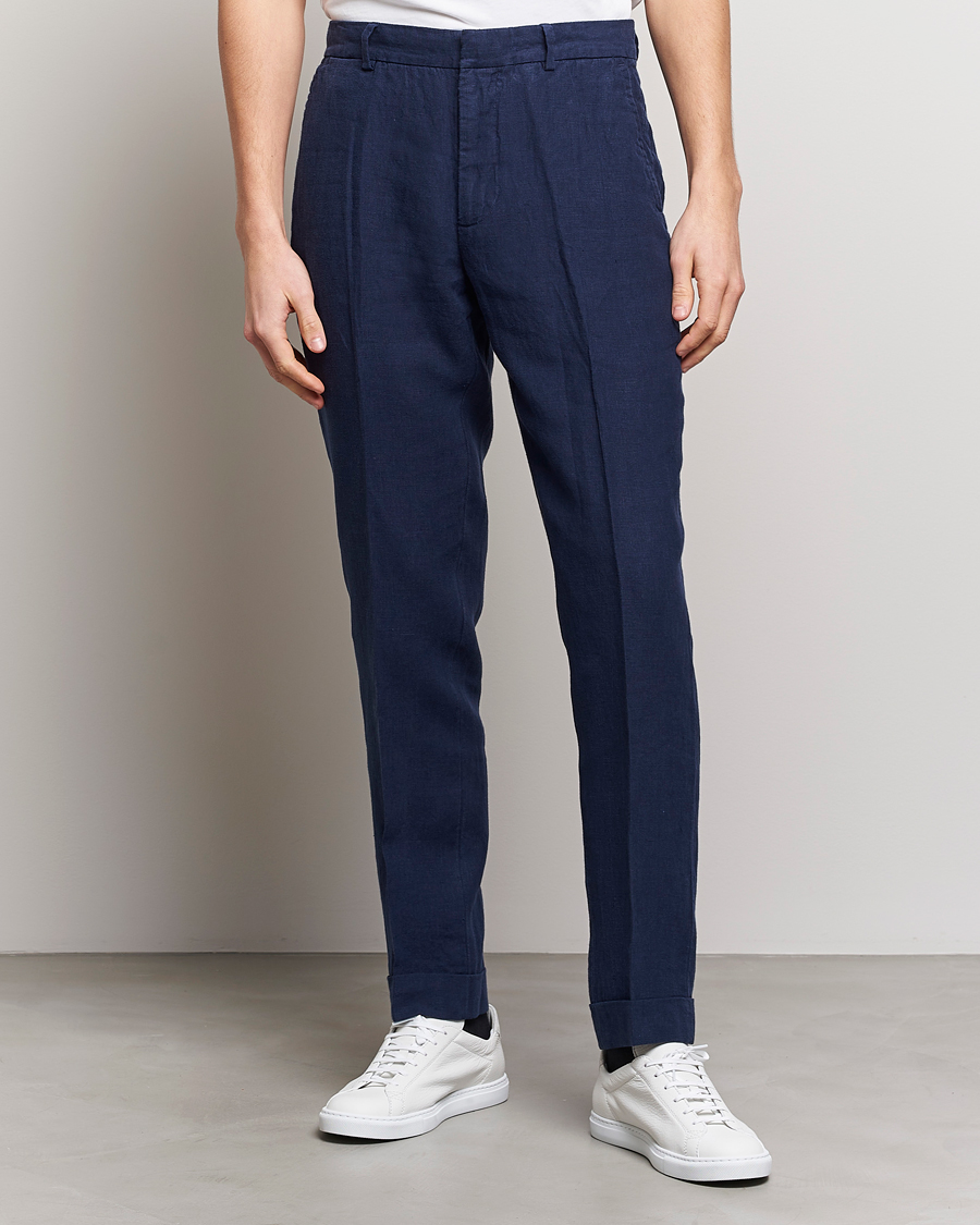 Herren | Neue Produktbilder | Polo Ralph Lauren | Linen Pleated Trousers Navy