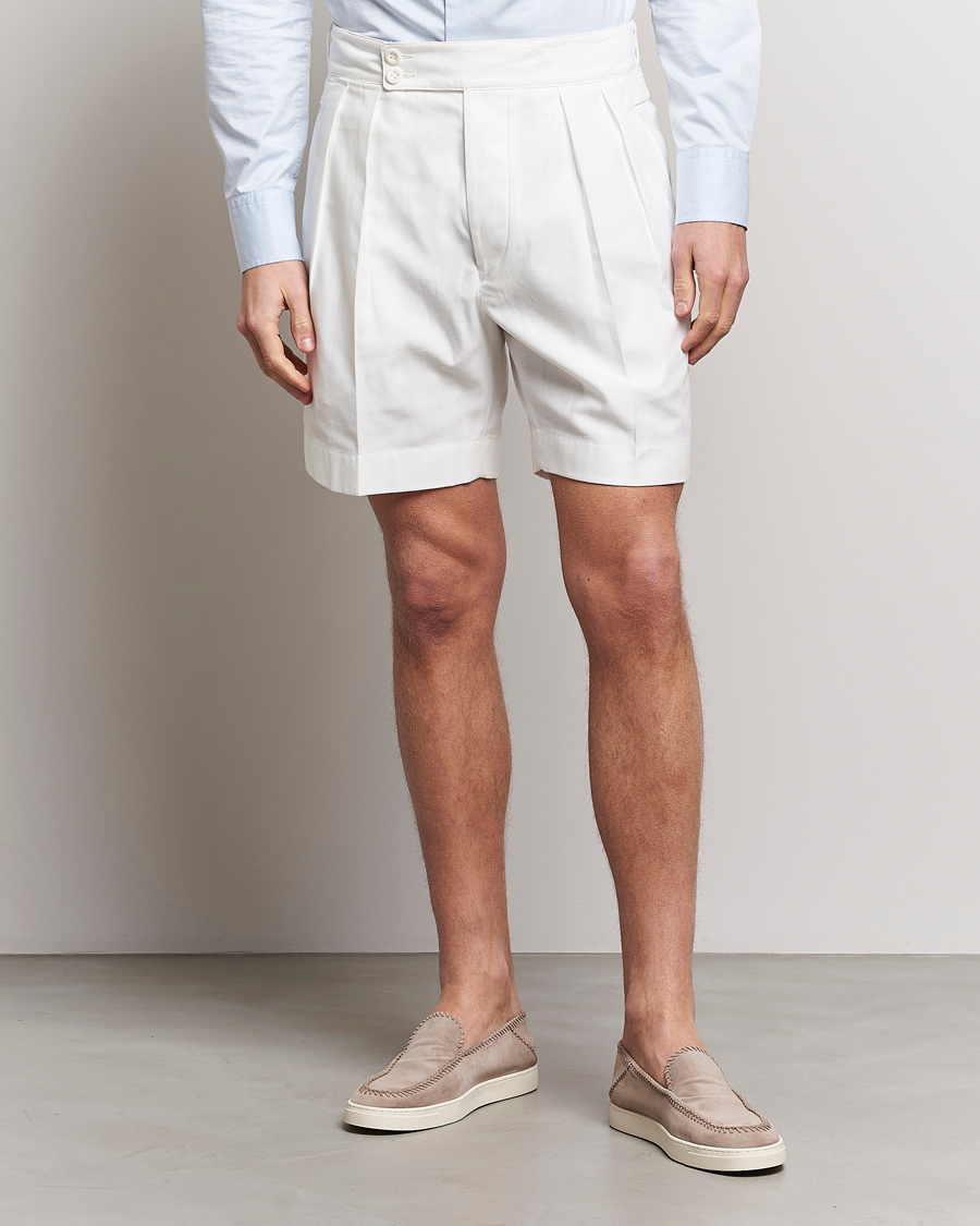 Herren |  | Ralph Lauren Purple Label | High Waist Linen Shorts Ivory