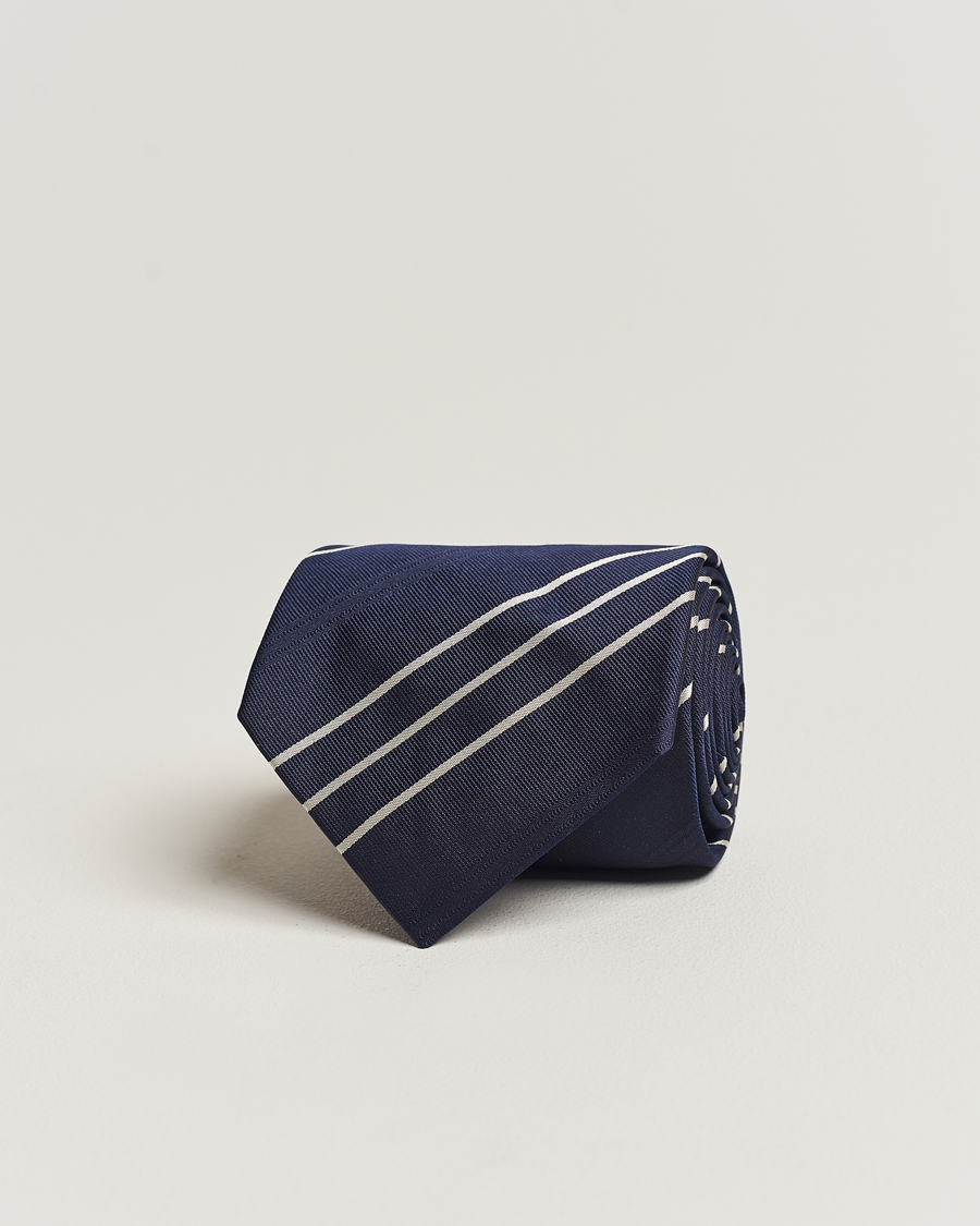 Herren | Krawatten | Ralph Lauren Purple Label | Triple Stripe Silk Tie Navy