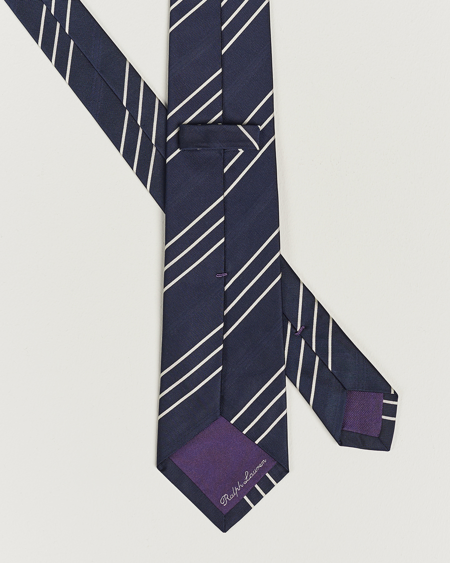 Herren |  | Ralph Lauren Purple Label | Triple Stripe Silk Tie Navy