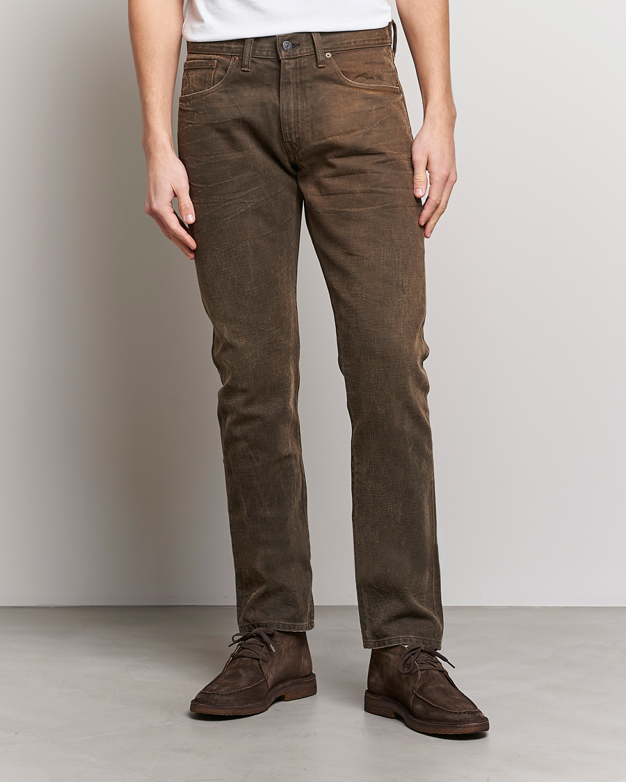 Herren | RRL | RRL | Slim Fit 5-Pocket Denim Distressed Brown Wash