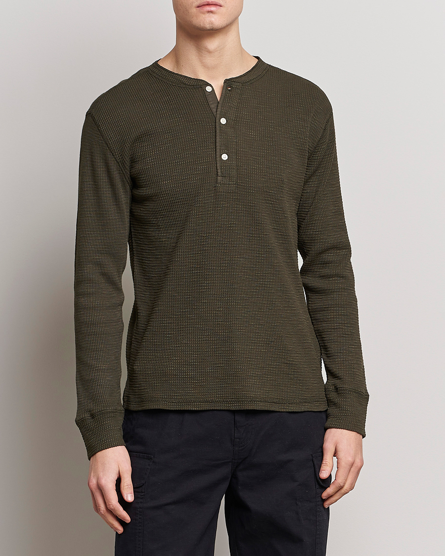 Herren | Granpa-Shirt | RRL | Long Sleeve Henley  Dark Green