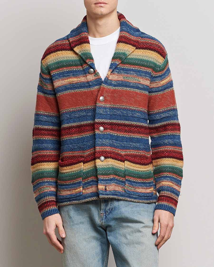 Herren | RRL | RRL | Wool/Linen Blend Shawl Cardigan Red Multi
