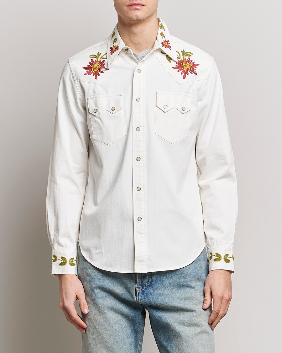 Herren | RRL | RRL | Sawtooth Western Embroidered Shirt White Wash