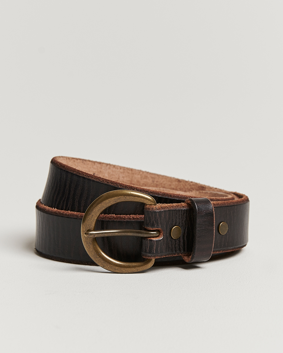 Herren | RRL Terramce Tumbled Leather Belt Dark Brown | RRL | Terramce Tumbled Leather Belt Dark Brown