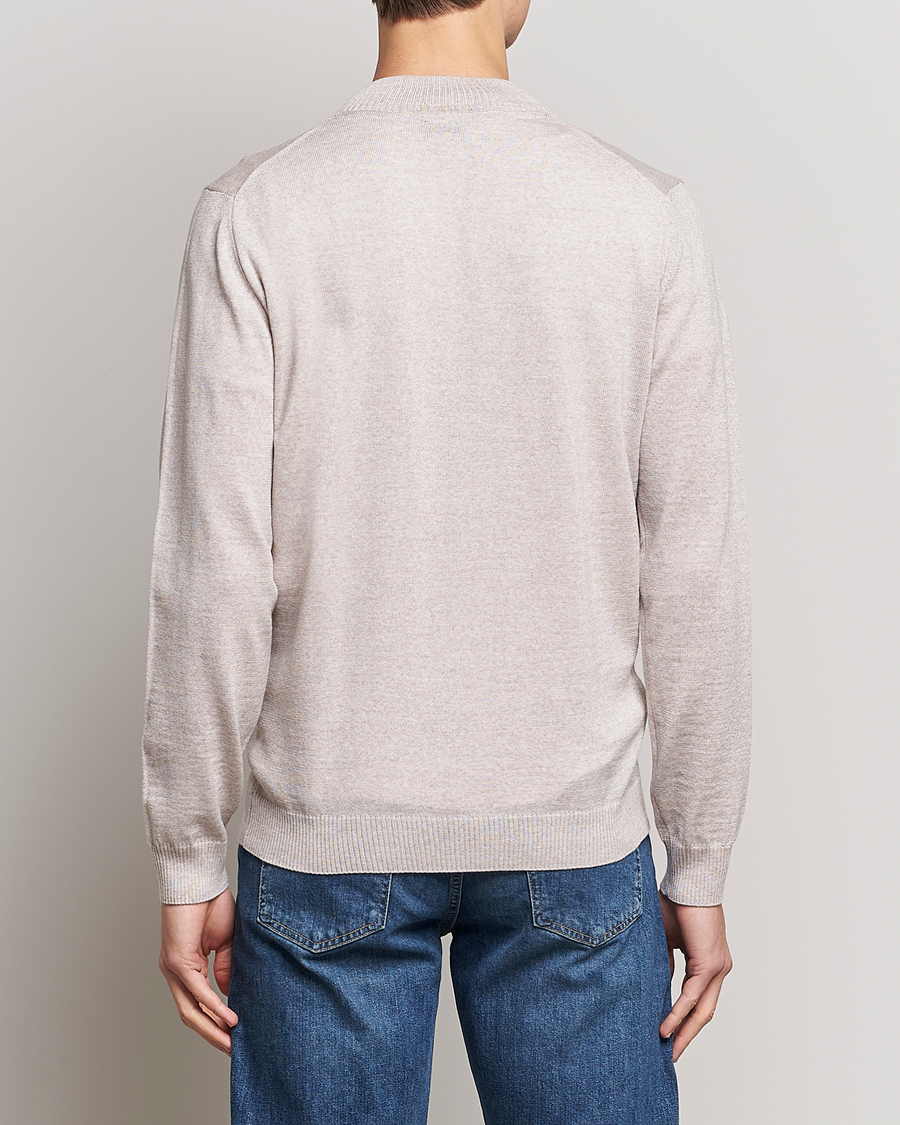 Herren | Pullover | Stenströms | Merino Wool Full Zip Beige
