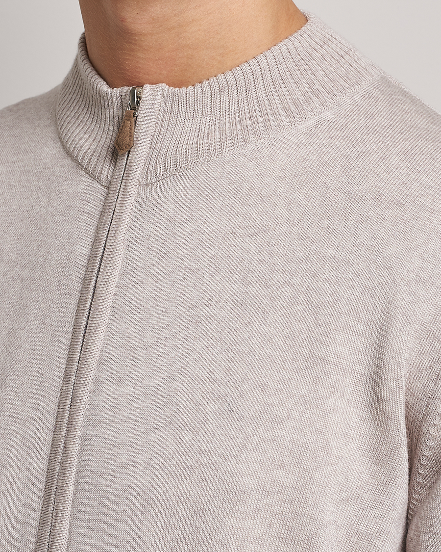 Herren | Pullover | Stenströms | Merino Wool Full Zip Beige