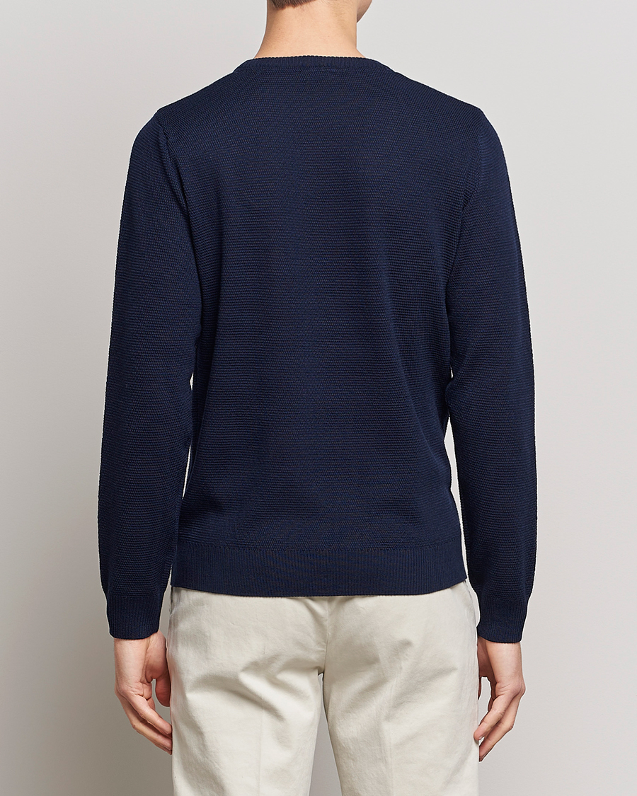 Herren | Pullover | Stenströms | Textured Merino Crew Neck Navy