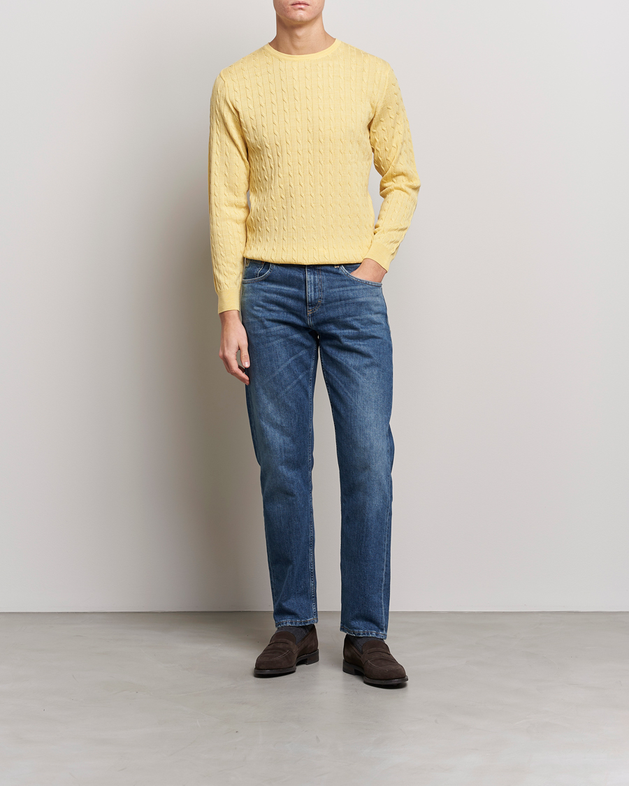 Herren | Kleidung | Stenströms | Merino Cable Crew Neck Yellow