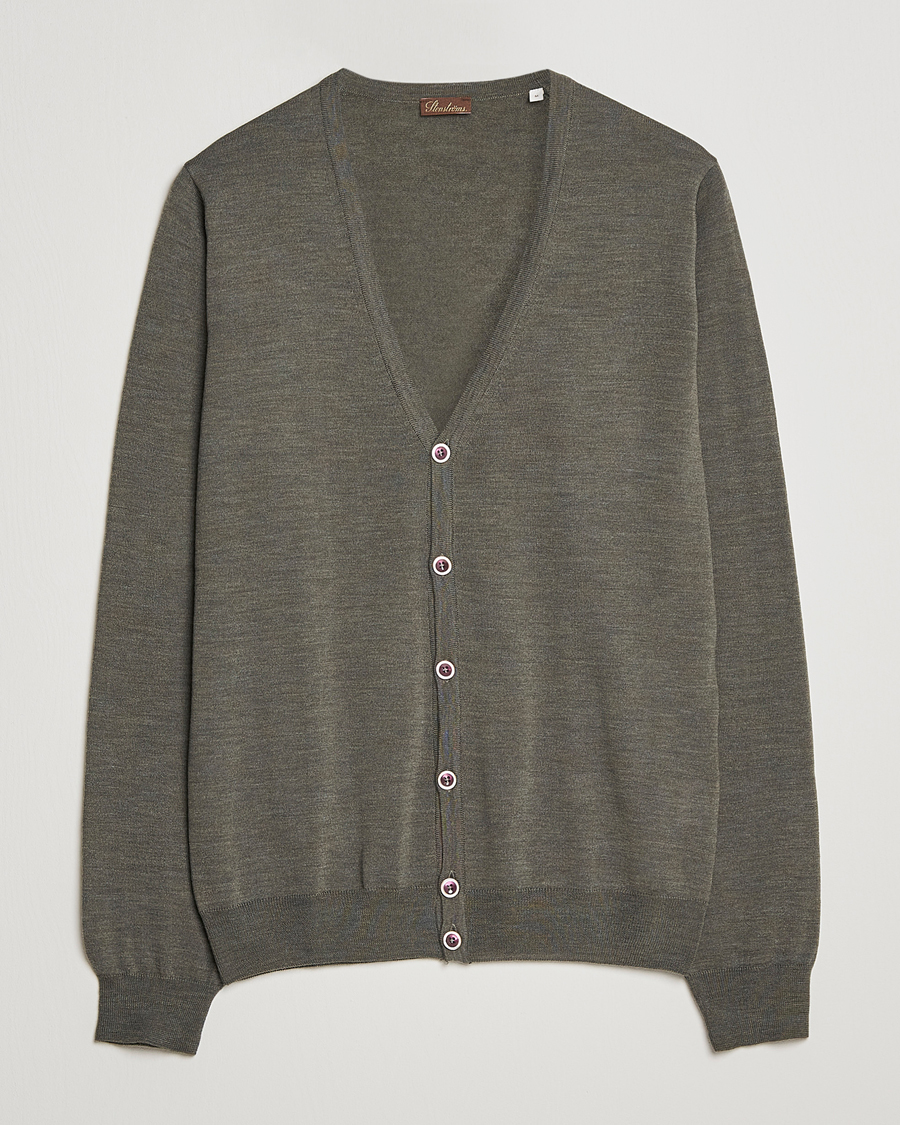 Herren | Pullover | Stenströms | Merino Zegna Knitted Cardigan Dark Green