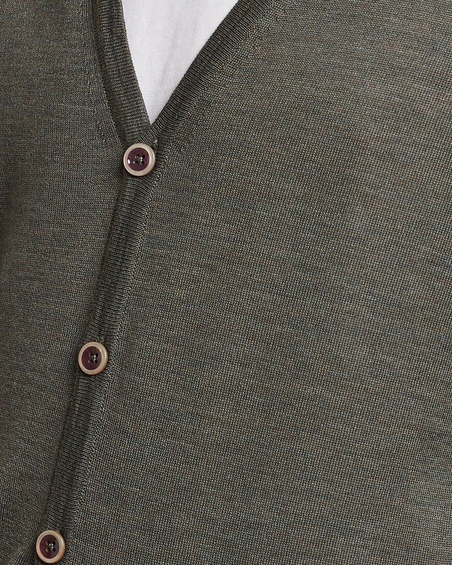 Herren | Pullover | Stenströms | Merino Zegna Knitted Cardigan Dark Green