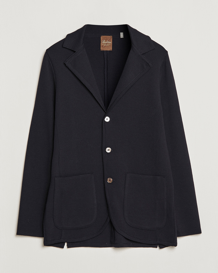 Herren | Sakkos | Stenströms | Milano Knitted Merino Blazer Navy