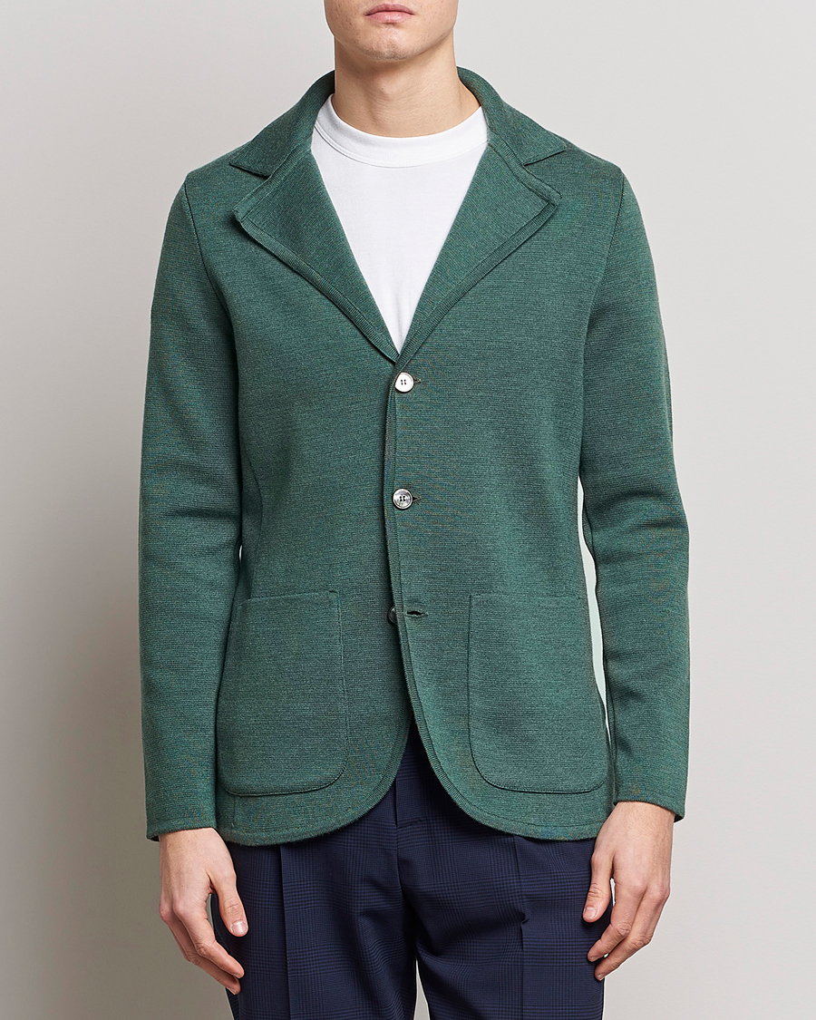 Herren |  | Stenströms | Knitted Merino Blazer Green
