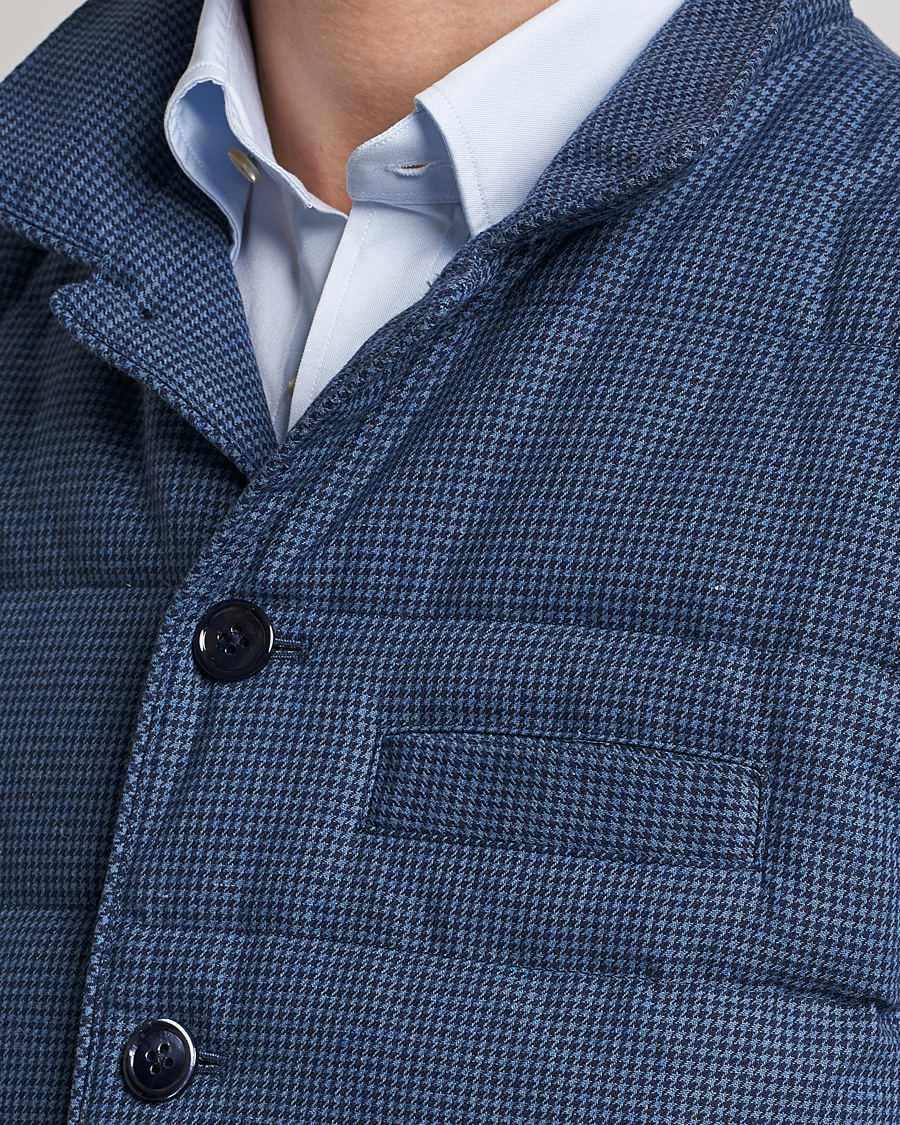 Herren | Westen | Stenströms | Padded Houndstooth Linen Vest Blue