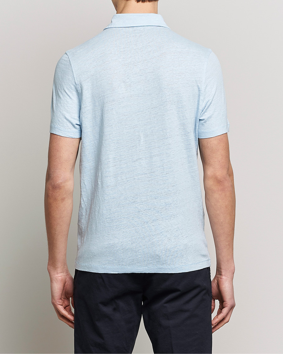 Herren | Poloshirts | Stenströms | Linen Polo Shirt Light Blue