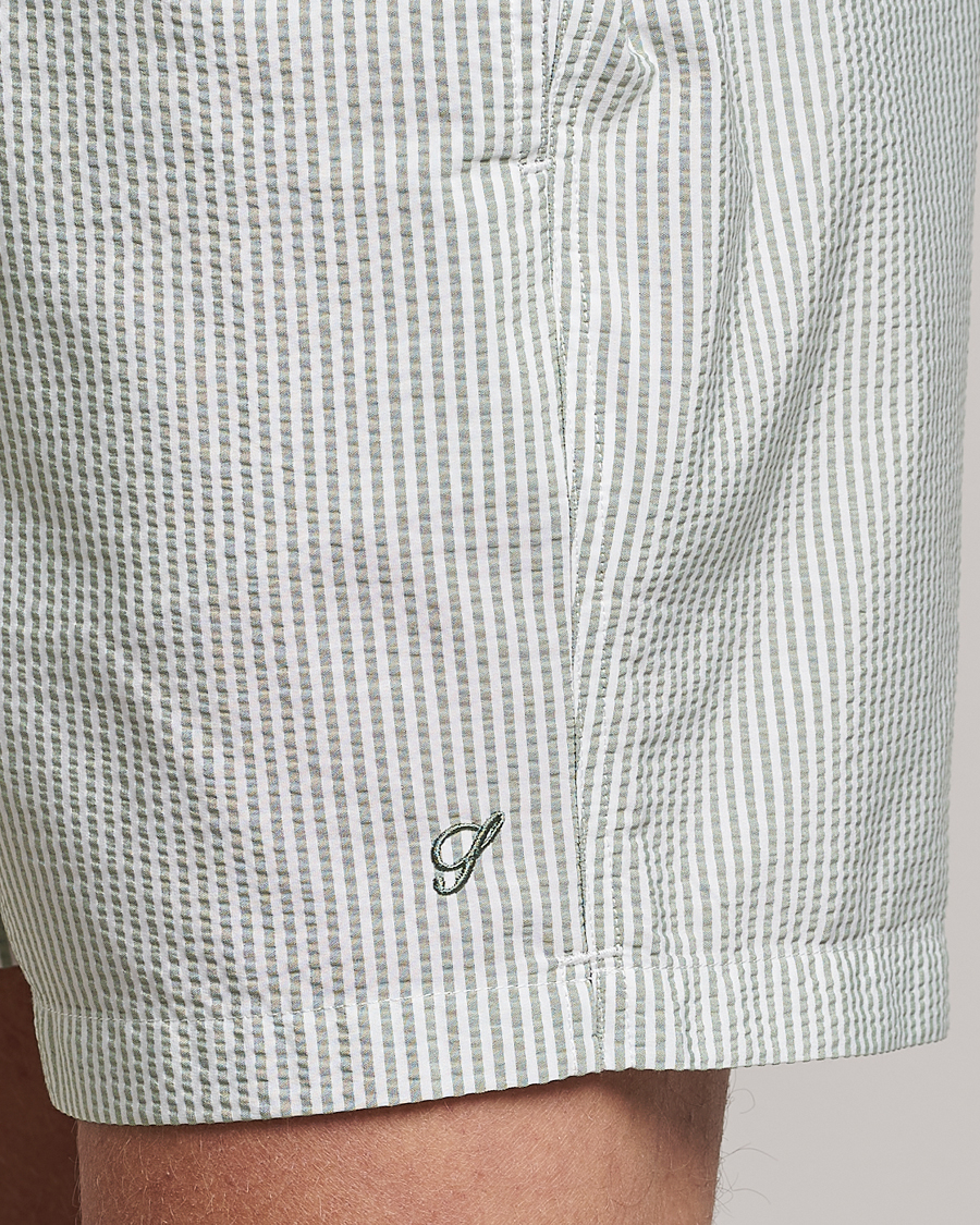 Herren | Badehosen | Stenströms | Seersucker Striped Swim Shorts Green