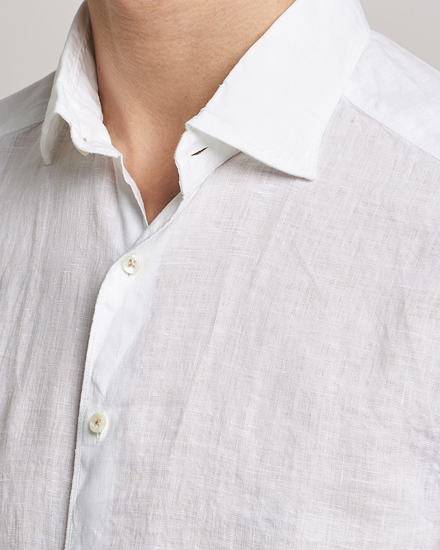 Herren | Hemden | Stenströms | Slimline Cut Away Linen Shirt White