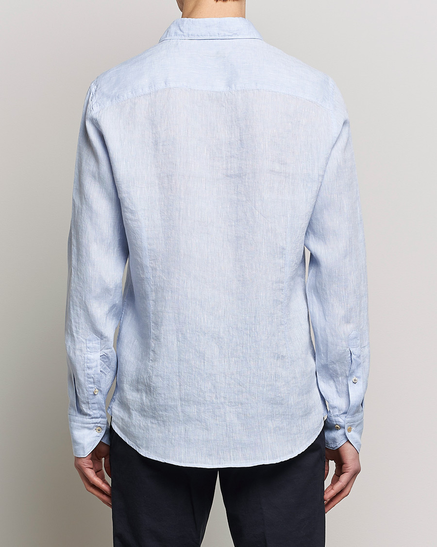 Herren | Hemden | Stenströms | Slimline Cut Away Linen Shirt Light Blue