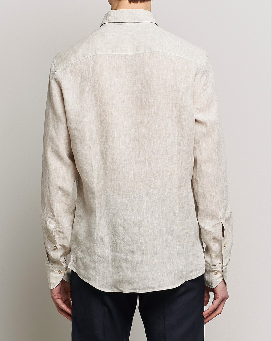Herren | Hemden | Stenströms | Slimline Cut Away Linen Shirt Beige