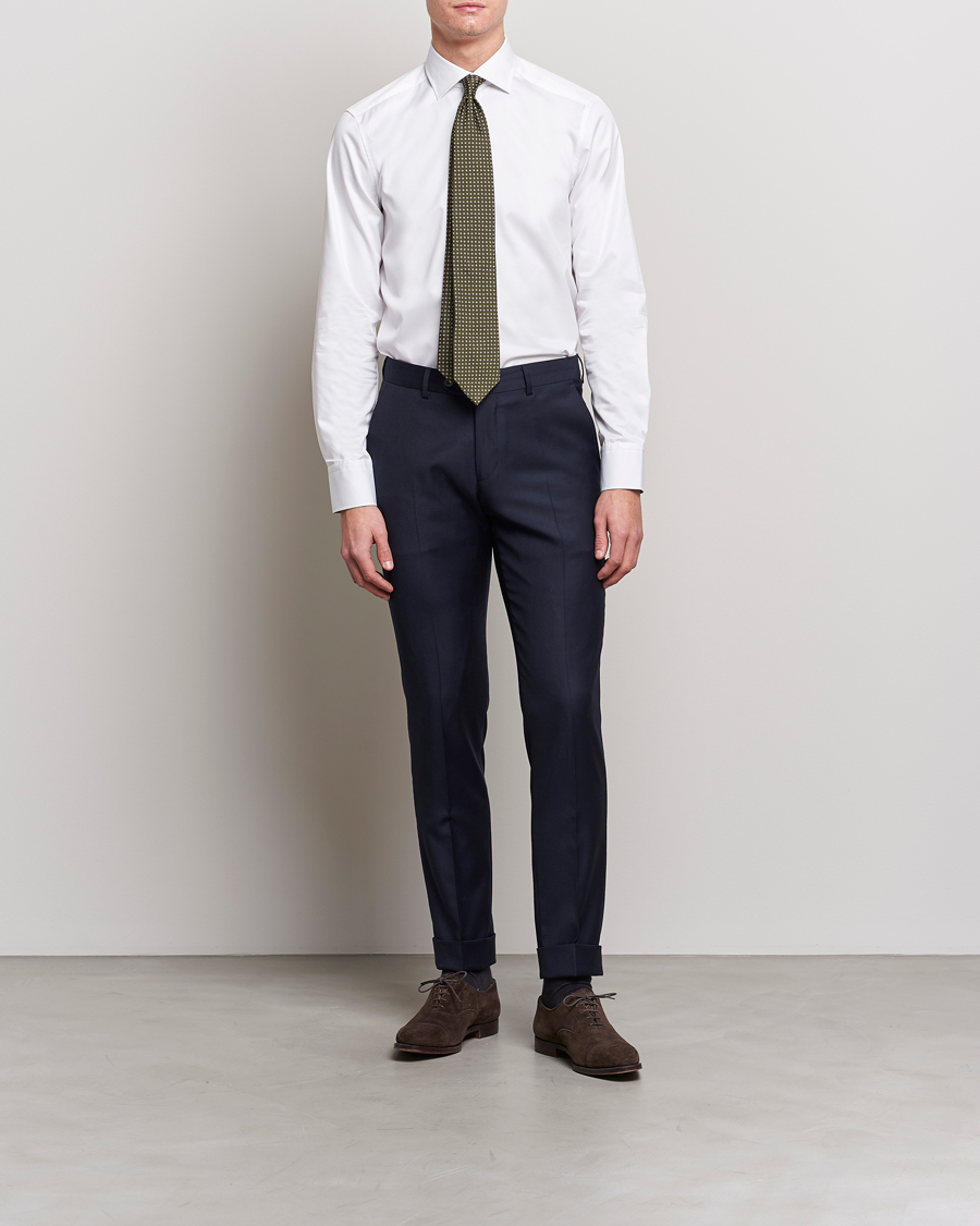 Herren | Hemden | Stenströms | Slimline Cut Away Contrast Shirt White