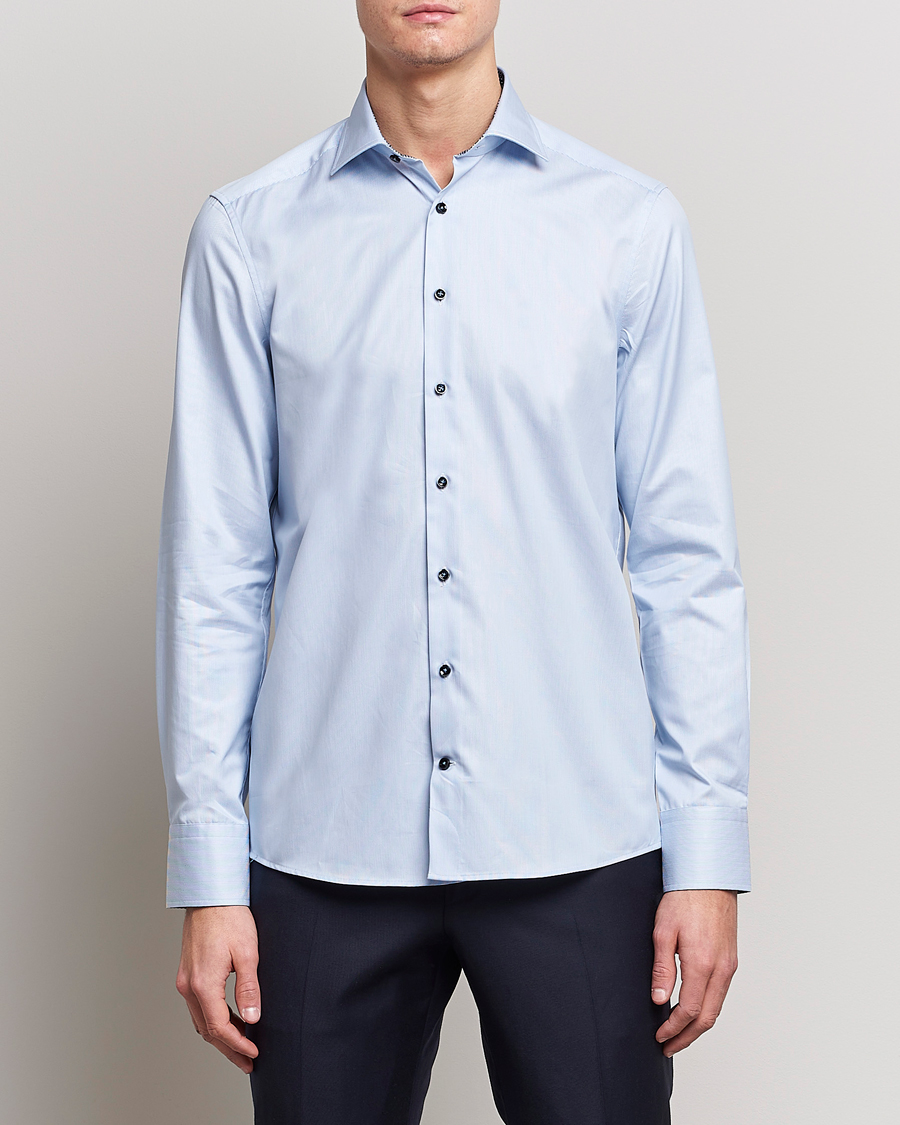 Herren | Hemden | Stenströms | Slimline Cut Away Micro Stripe Contrast Shirt Blue