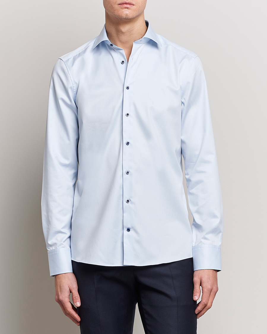 Herren |  | Stenströms | Slimline Cut Away Contrast Shirt Blue