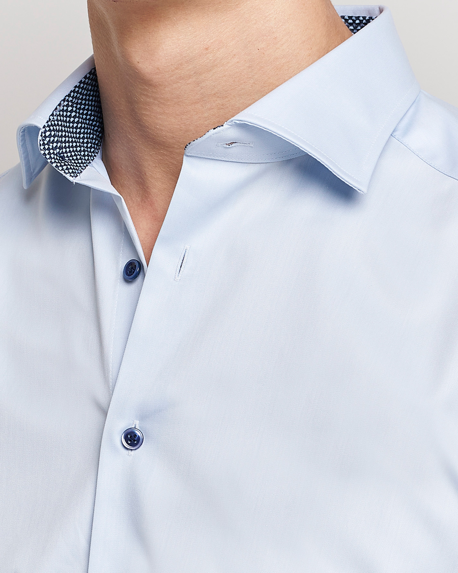 Herren | Hemden | Stenströms | Slimline Cut Away Contrast Shirt Blue