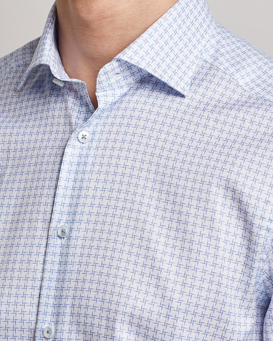 Herren | Hemden | Stenströms | Slimline Cut Away Micro Print Shirt Blue