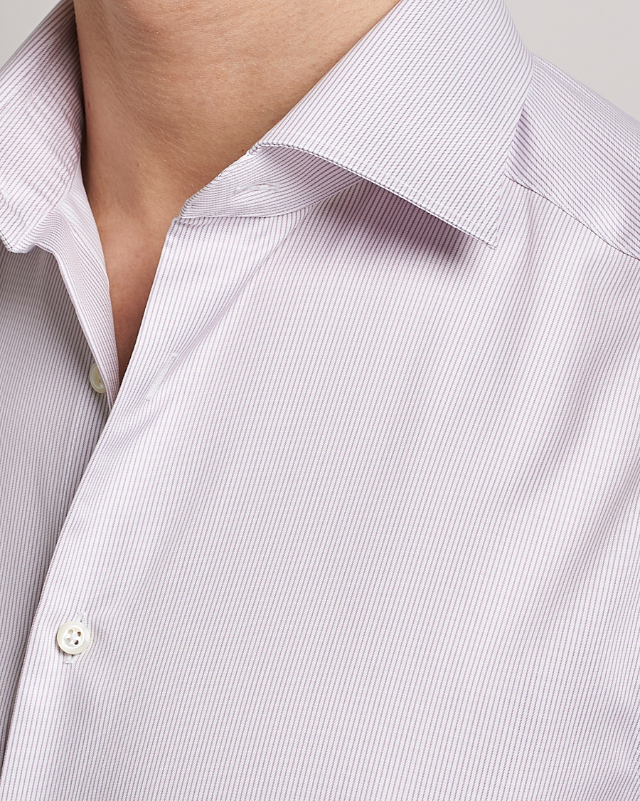Herren | Hemden | Stenströms | Slimline Cut Away Thin Stripe Shirt Purple