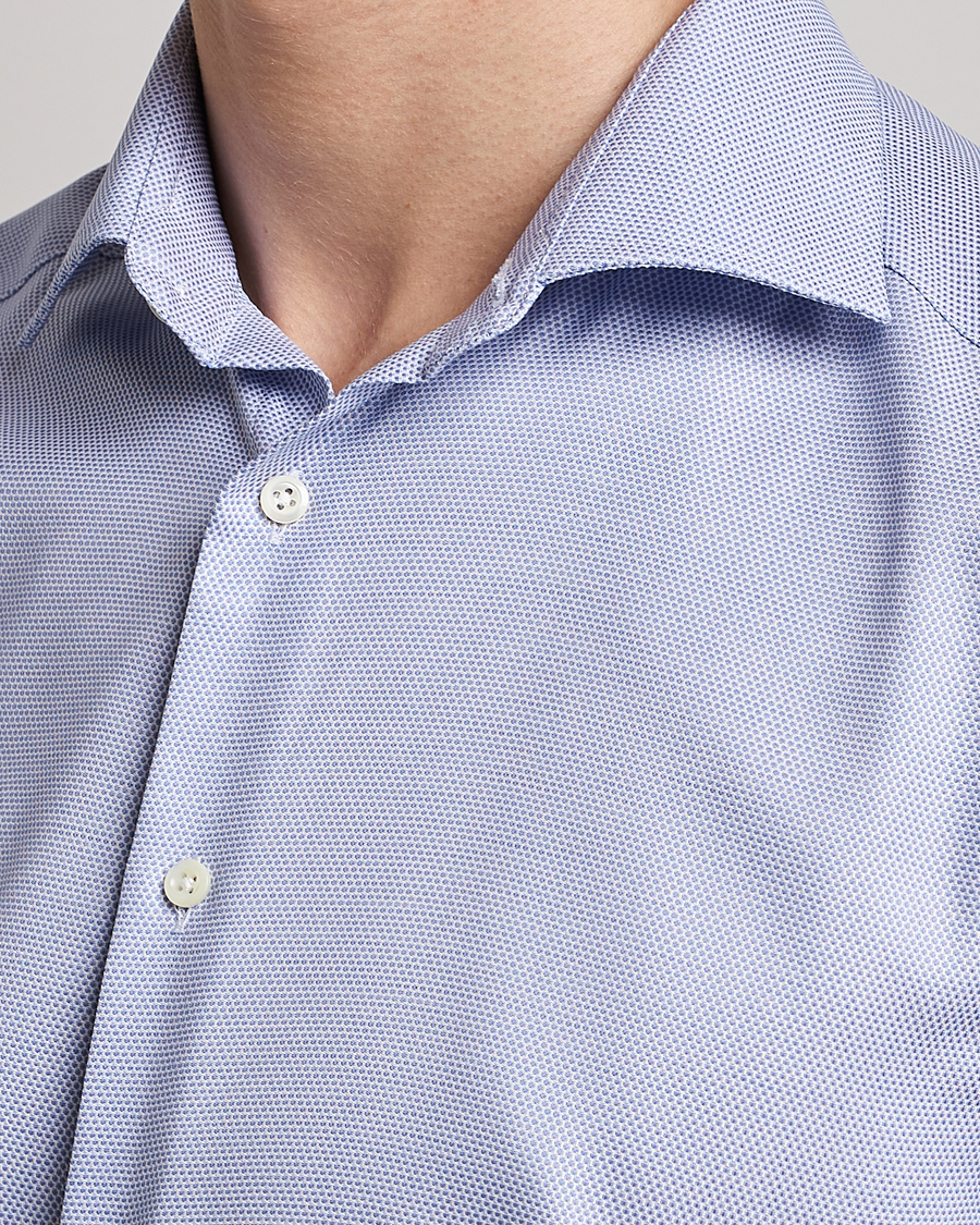 Herren | Hemden | Stenströms | Slimline Cut Away Woven Structure Shirt Blue