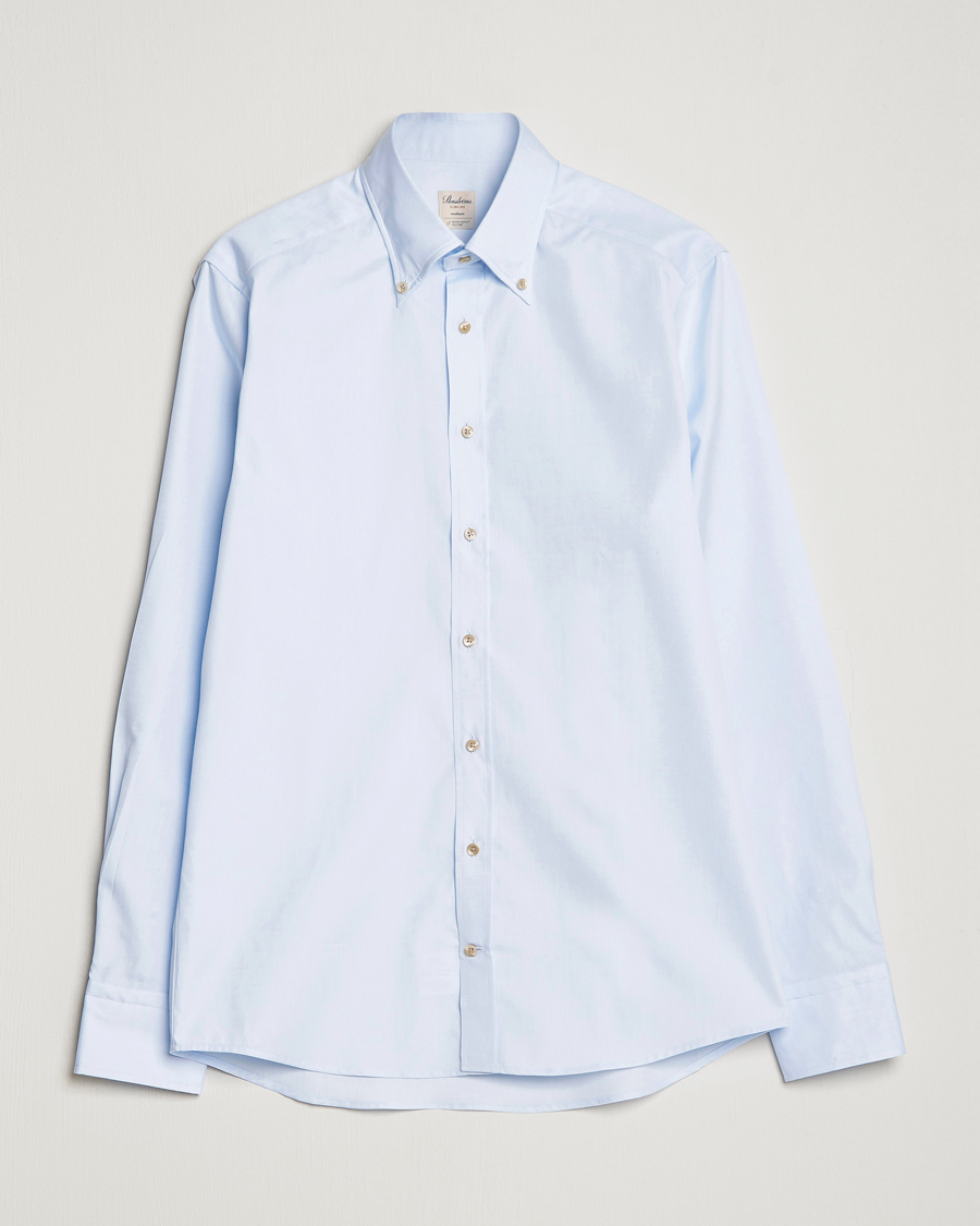 Herren | Hemden | Stenströms | Slimline Button Down Pinpoint Oxford Shirt Blue